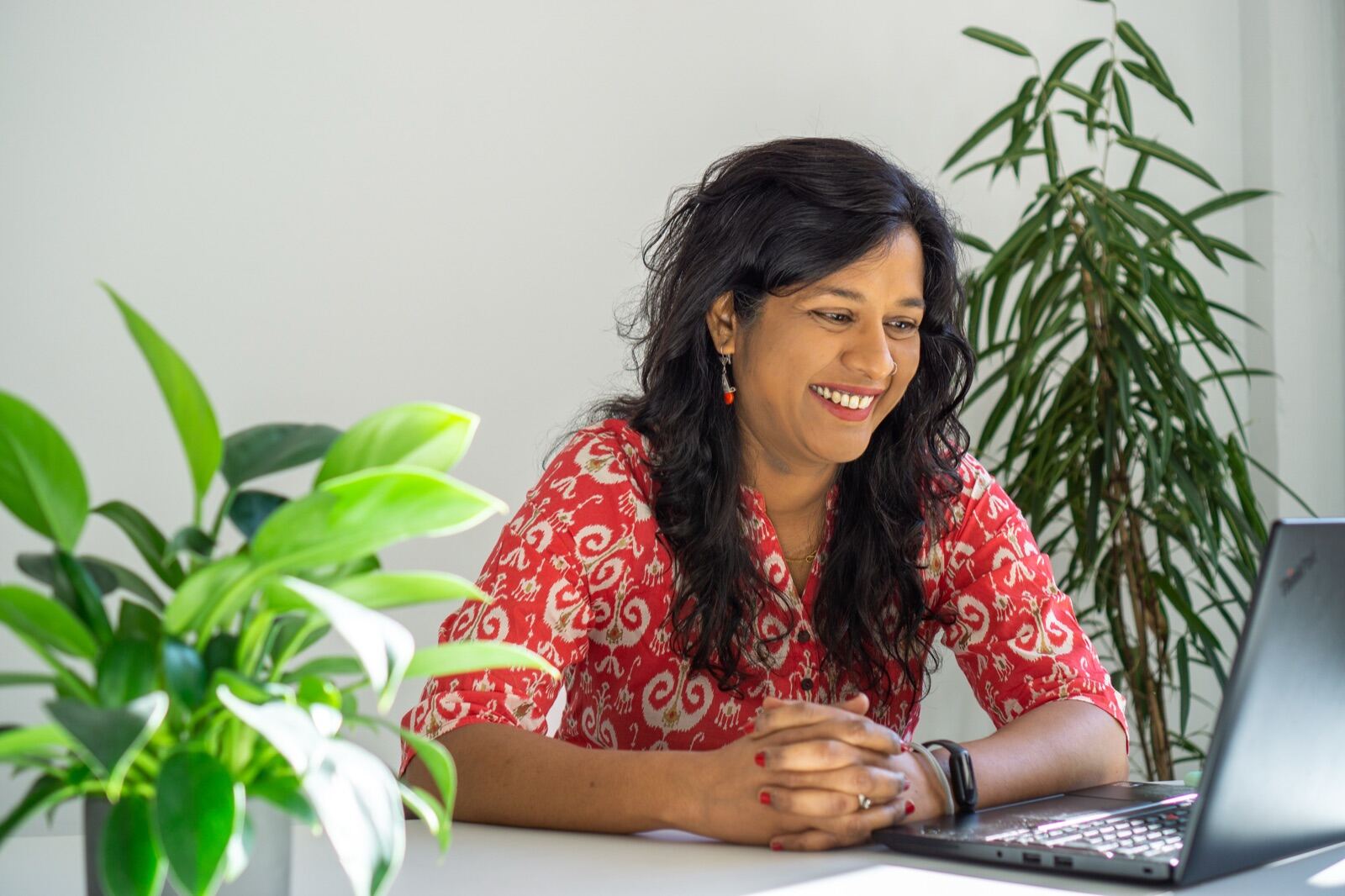 Business portrait at a bright workspace