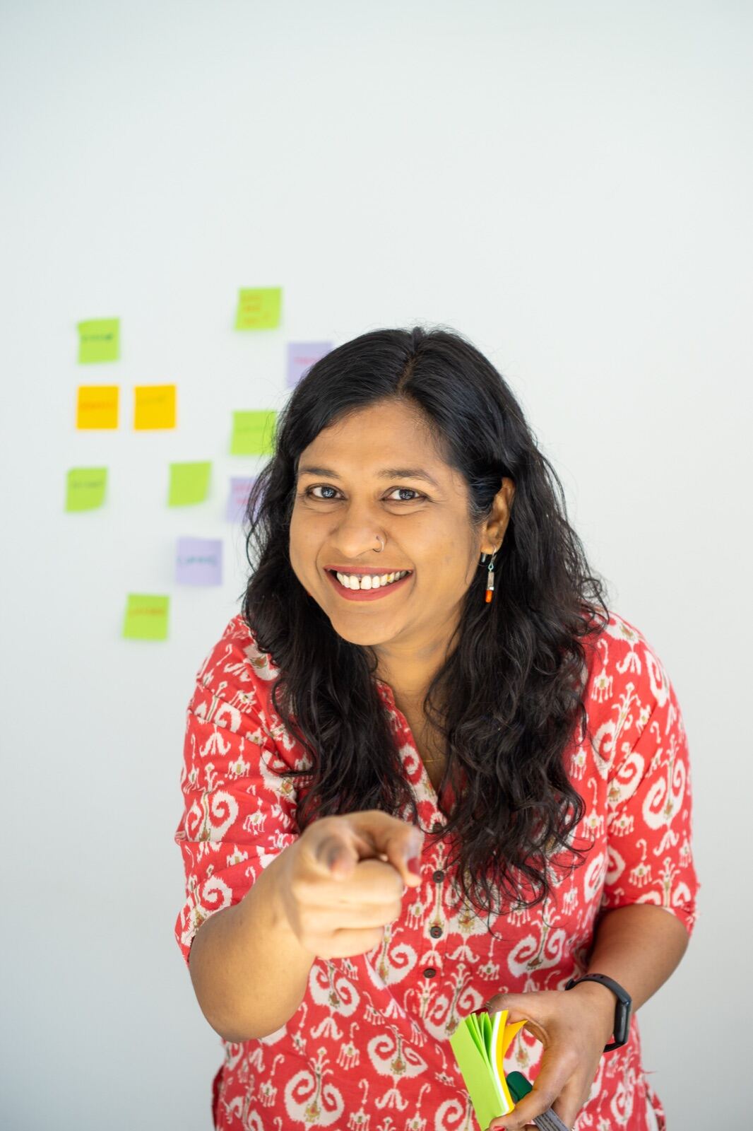 Playful branding portrait with sticky notes