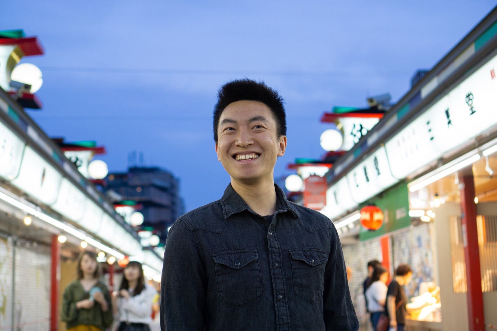 Evening portrait on a Tokyo market street