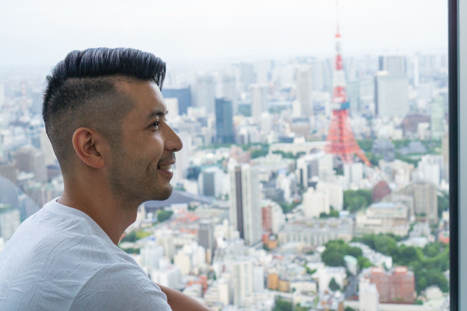 Portrait above the Tokyo skyline