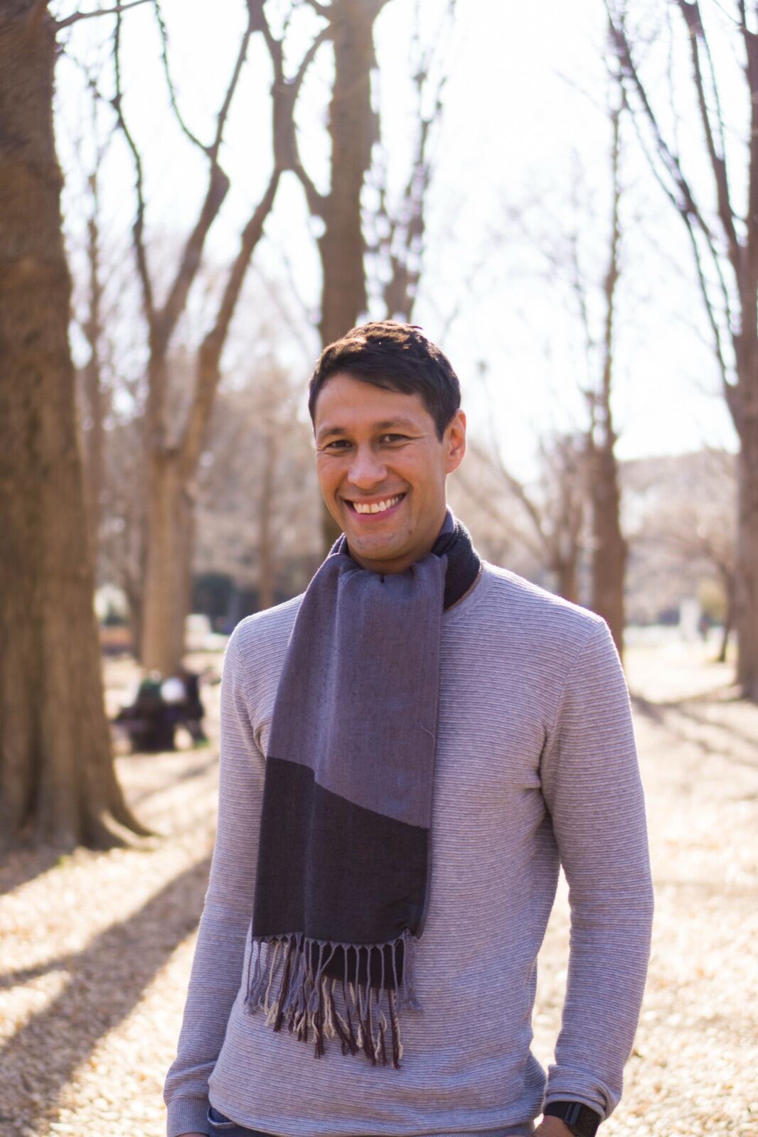 Winter park portrait with a scarf